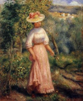 Pierre Auguste Renoir : Young Woman in Red in the Fields
